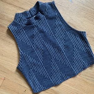 Rokoko navy mock neck crop top